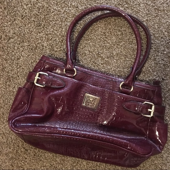 Anne Klein Handbags - Anne Klein Maroon Crocodile Purse Shoulder Bag